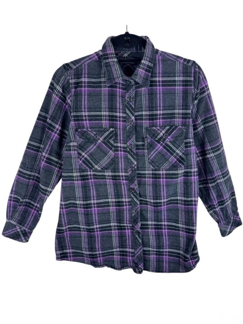 Five Brother Black Purple Plaid Flannel Button Up Shirt‎ Women's Large